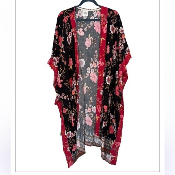 Knox Rose Romantic Boho Witchy Floral Duster Kimono Cover UP SZ XL/XXL - Picture 2 of 16